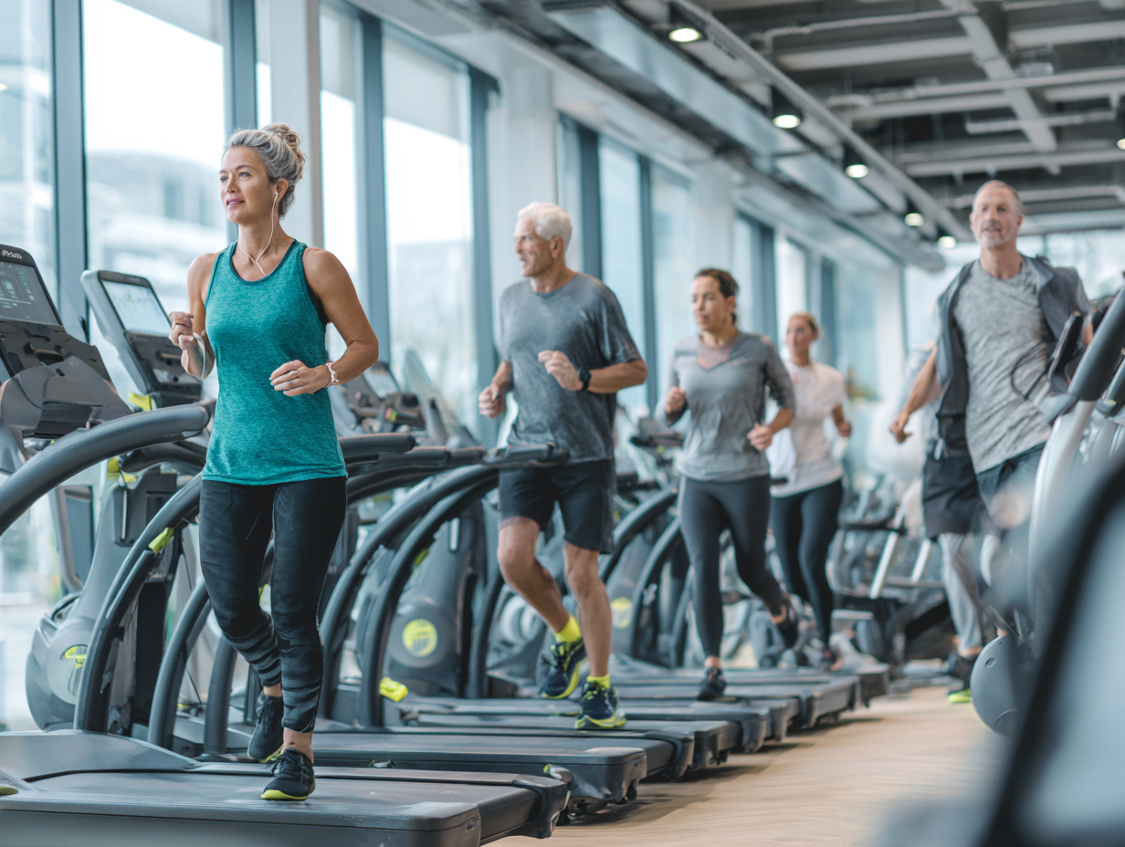 Група людей різного віку займається йогою на відкритому повітрі